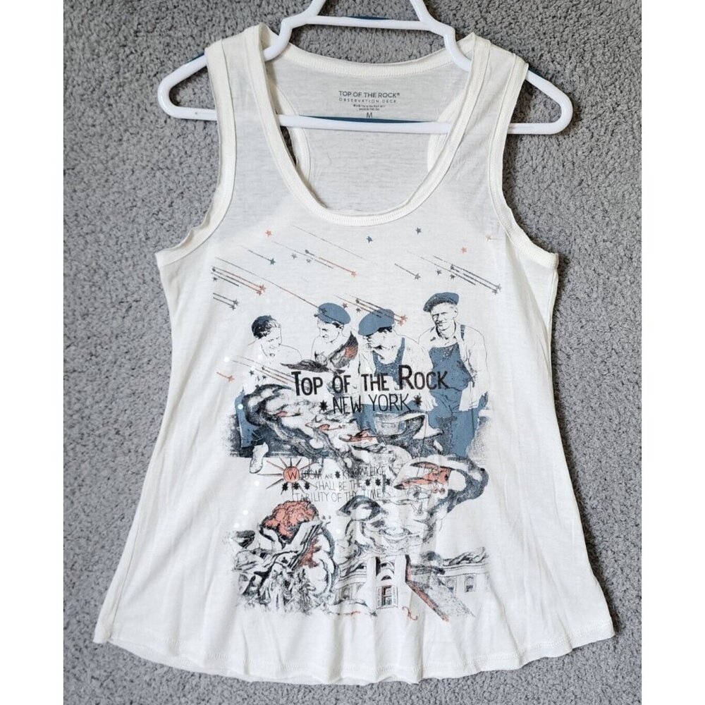 Top Of The Rock Observation Deck New York Women's Tank Top Graphic Shimmery Sz M